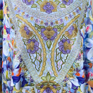 Purple High Neck Silk Mukhawar