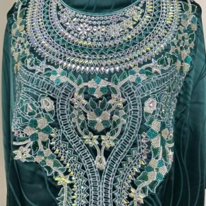 Green High Neck Jakar Silk Mukhawar
